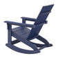 Finn Modern Commercial Grade All-Weather 2-Slat Poly Resin Wood Rocking Adirondack Chair with Rust Resistant Stainless Steel Hardware in Navy