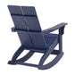 Finn Modern Commercial Grade All-Weather 2-Slat Poly Resin Wood Rocking Adirondack Chair with Rust Resistant Stainless Steel Hardware in Navy