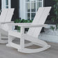 Finn Modern Commercial Grade All-Weather 2-Slat Poly Resin Wood Rocking Adirondack Chair with Rust Resistant Stainless Steel Hardware in White