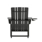 Halifax Adirondack Chair with Cup Holder, Weather Resistant HDPE Adirondack Chair in Black