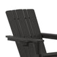 Halifax HDPE Adirondack Chair with Cup Holder and Pull Out Ottoman, All-Weather HDPE Indoor/Outdoor Lounge Chair in Black