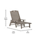 Monterey Adjustable Adirondack Lounger with Cup Holder- All-Weather Indoor/Outdoor HDPE Lounge Chair in Brown